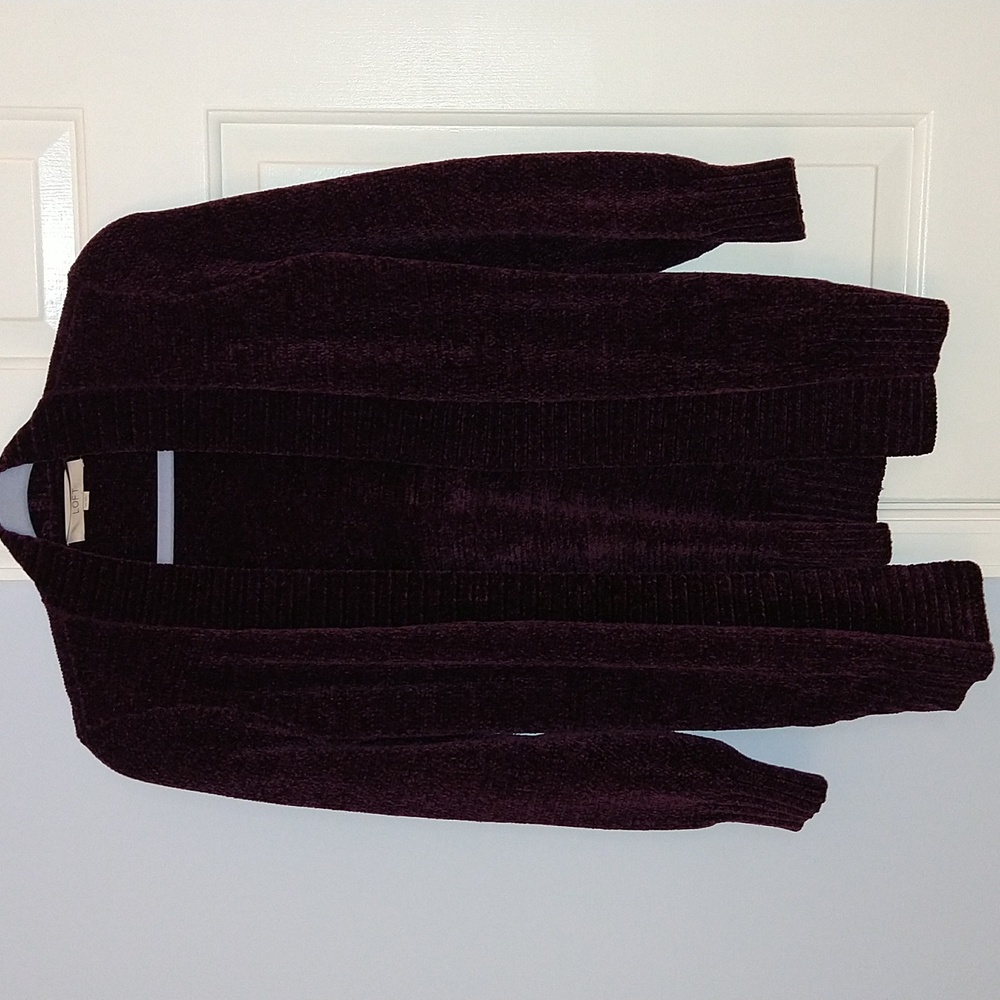 Ann Taylor Loft purple chenille cardigan